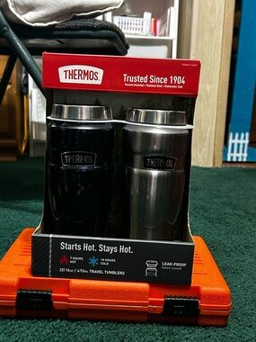 Thermos Travel Tumblers - Black & Silver Duo